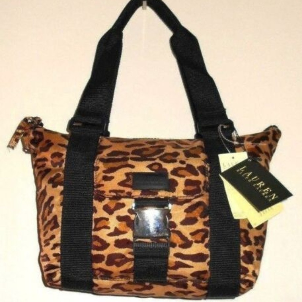 Vintage leopard print silver accent purse